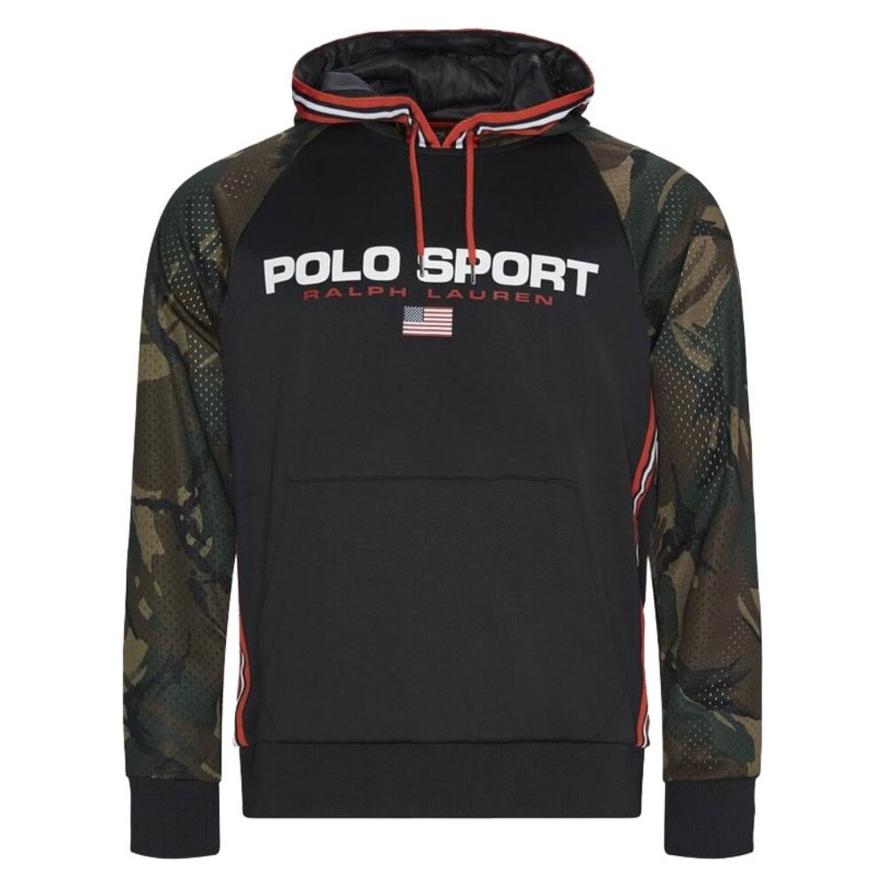NEW $198 Polo Sport Ralph Lauren Hoodie Sweatshirt! Black & Camo Huge Polo Sport
